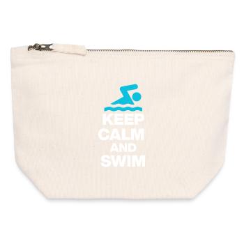 KEEP CALM AND SWIM, DIVE IN! SCHWIMMEN GESCHENK  - Canvas Reißverschluss-Täschchen (12 x 13 cm) - Naturweiß - Vorne