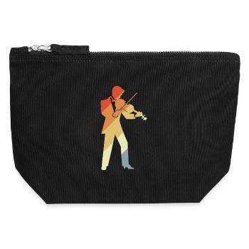 Retro Violin Player Graphic - Canvas Zip Pouch 12 x 13 cm - black - Front