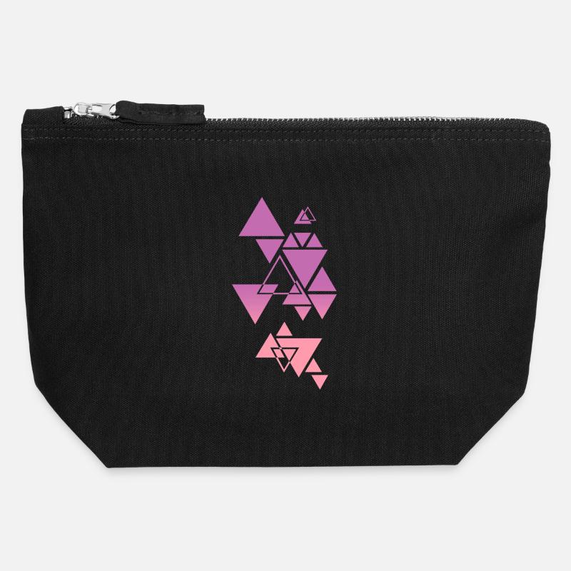 Gradient Triangle Pattern Pink - Canvas Zip Pouch 12 x 13 cm - black