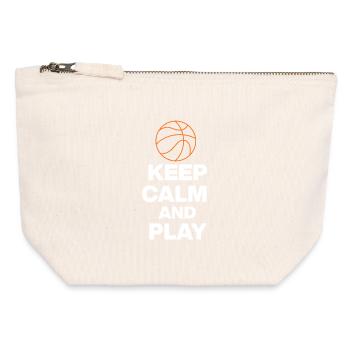 RESTEZ CALMES ET JOUEZ AU BASKET, FANS DE BB GIFT - Pochette zippée en toile 12 x 13 cm - blanc naturel - Devant