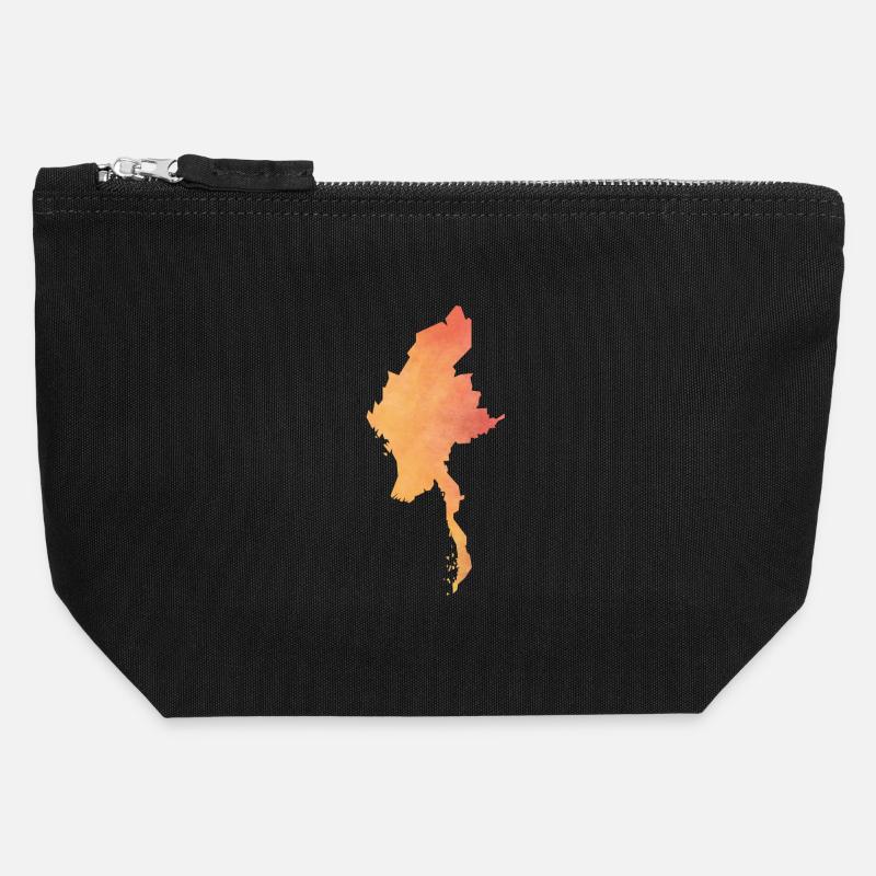 Myanmar - Canvas Reißverschluss-Täschchen (12 x 13 cm) - Schwarz
