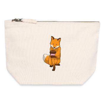 Fuchs Muffin - Canvas Reißverschluss-Täschchen (12 x 13 cm) - Naturweiß - Vorne