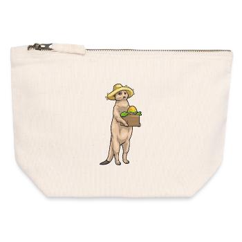 Paysan de Pâques suricate - Pochette zippée en toile 12 x 13 cm - blanc naturel - Devant