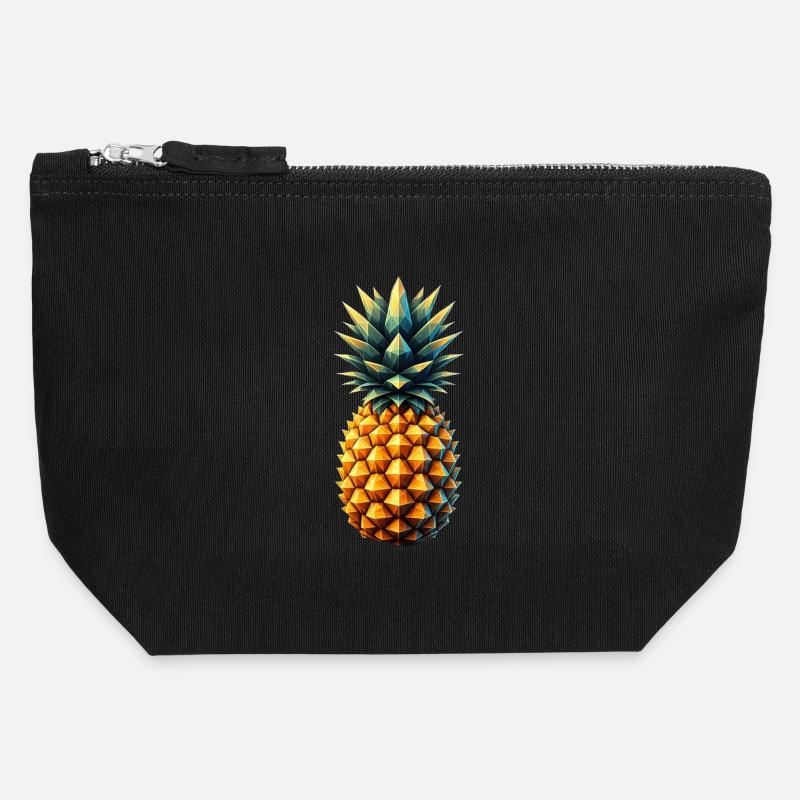 Ananas im Polygon-Stil - Canvas Reißverschluss-Täschchen (12 x 13 cm) - Schwarz