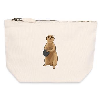 Suricate Boule de bowling - Pochette zippée en toile 12 x 13 cm - blanc naturel - Devant