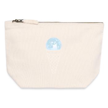 Crème glacée de la Lune - Pochette zippée en toile 12 x 13 cm - blanc naturel - Devant