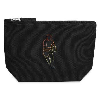 Croquis de joueur de rugby - Pochette zippée en toile 12 x 13 cm - noir - Devant