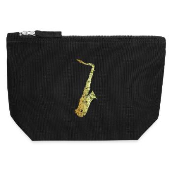 Tenor Saxophon (Vintage/Goldgelb) Sax, Saxophonist - Canvas Reißverschluss-Täschchen (12 x 13 cm) - Schwarz - Vorne