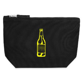 Bierflasche Bier - Canvas Reißverschluss-Täschchen (12 x 13 cm) - Schwarz - Vorne