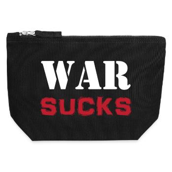 Slogan T-Shirt Krieg saugt Antimilitarismus - Canvas Reißverschluss-Täschchen (12 x 13 cm) - Schwarz - Vorne