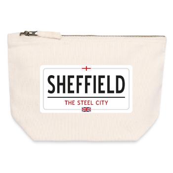 Ortsschild Sheffield - Canvas Reißverschluss-Täschchen (12 x 13 cm) - Naturweiß - Vorne