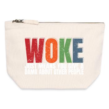 Woke signifie simplement que vous vous souciez des autres - Pochette zippée en toile 12 x 13 cm - blanc naturel - Devant