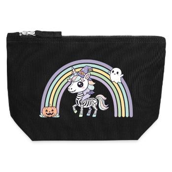BOHO Skelett‑Einhorn mit Regenbogen – Halloween  - Canvas Reißverschluss-Täschchen (12 x 13 cm) - Schwarz - Vorne