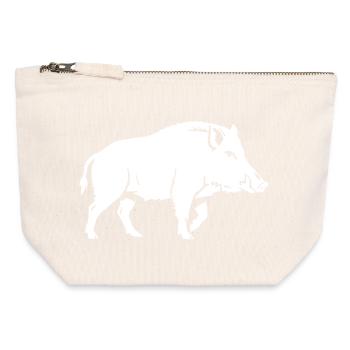 Wildschwein Silhouette Schatten Clean Vektor - Canvas Reißverschluss-Täschchen (12 x 13 cm) - Naturweiß - Vorne
