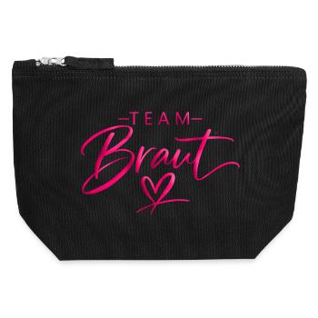 Team Brust Herzschrift - Canvas Reißverschluss-Täschchen (12 x 13 cm) - Schwarz - Vorne