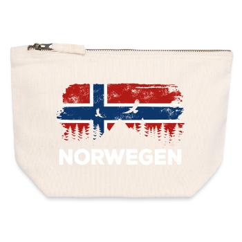 Norwegen Silhouette - Urlaub Natur Flagge - Canvas Reißverschluss-Täschchen (12 x 13 cm) - Naturweiß - Vorne