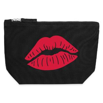 Lips Kiss - Canvas Zip Pouch 12 x 13 cm - black - Front