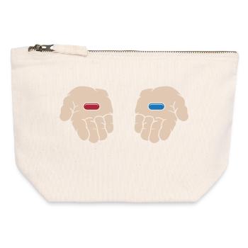 Pilule Rouge Pilule Bleue - Pochette zippée en toile 12 x 13 cm - blanc naturel - Devant