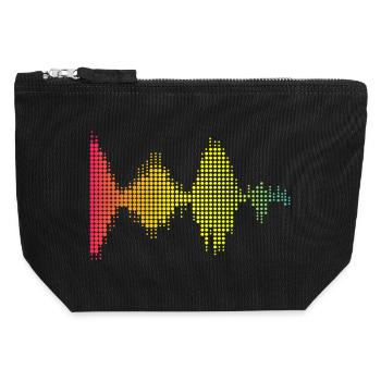 Motif d’ondes sonores colorées - Pochette zippée en toile 12 x 13 cm - noir - Devant
