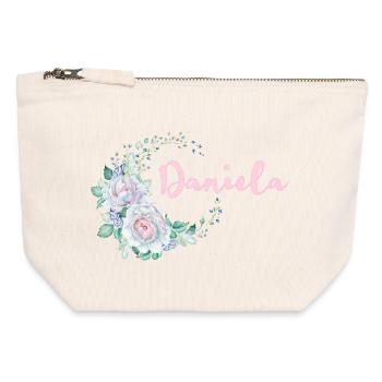 Pour Daniela - Pochette zippée en toile 12 x 13 cm - blanc naturel - Devant