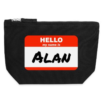 Hello My Name Is Alan Label Name Tag - Canvas Zip Pouch 12 x 13 cm - black - Front