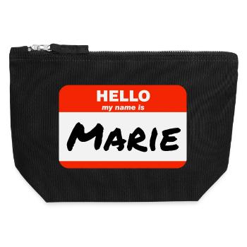 Hello My Name Is Marie Label Name Tag - Canvas Zip Pouch 12 x 13 cm - black - Front