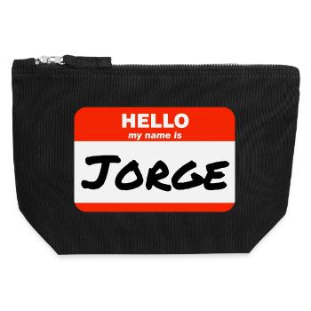 Hello My Name Is Jorge Label Name Tag - Canvas Zip Pouch 12 x 13 cm - black - Front