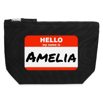Hello My Name Is Amelia Etikett Namensschild - Canvas Reißverschluss-Täschchen (12 x 13 cm) - Schwarz - Vorne