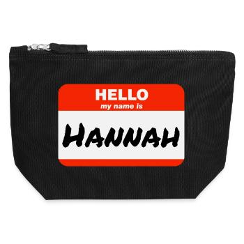 Hello My Name Is Hannah Label Name Tag - Canvas Zip Pouch 12 x 13 cm - black - Front