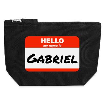 Hello My Name Is Gabriel Label Name Tag - Canvas Zip Pouch 12 x 13 cm - black - Front