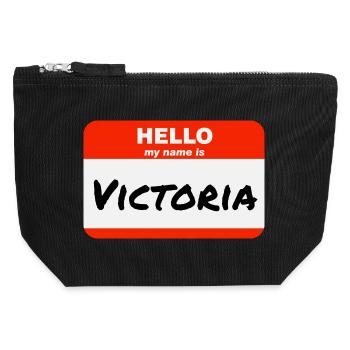 Hello My Name Is Victoria Étiquette Étiquette - Pochette zippée en toile 12 x 13 cm - noir - Devant