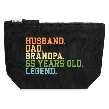 Husband Dad Grandpa 65 Years Old Legend - Canvas Zip Pouch 12 x 13 cm - black - Front