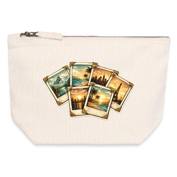 Cartes postales vintage Coucher de soleil tropiques - Pochette zippée en toile 12 x 13 cm - blanc naturel - Devant
