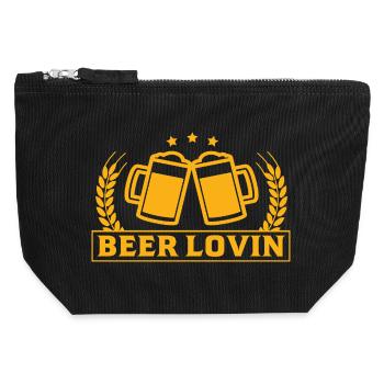 Chopes de bière Love Beer Toasts Célébrations de fête - Pochette zippée en toile 12 x 13 cm - noir - Devant