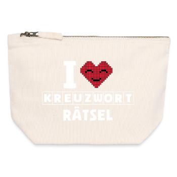 I Love Kreuzwort Rätsel Pixelkunst - Canvas Reißverschluss-Täschchen (12 x 13 cm) - Naturweiß - Vorne