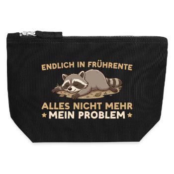 Frührente Angehender Renteneintritt Waschbär - Canvas Reißverschluss-Täschchen (12 x 13 cm) - Schwarz - Vorne