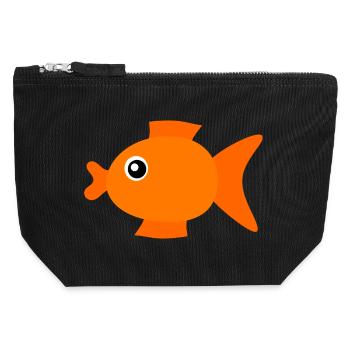 Poisson chemise poisson motif,Cadeau de vêtements de pêche - Pochette zippée en toile 12 x 13 cm - noir - Devant