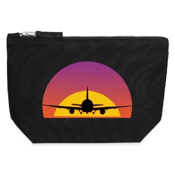 Air travel - Canvas Zip Pouch 12 x 13 cm - black - Front