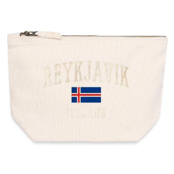 Reykjavik Iceland Vintage Flag Tee - Canvas Zip Pouch 12 x 13 cm - nature - Front