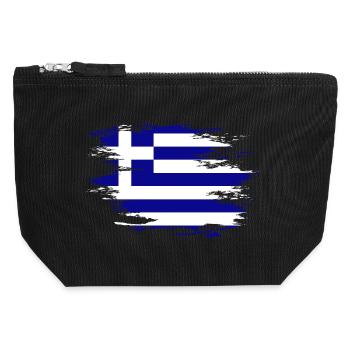 Drapeau de la Grèce utilisé design - Pochette zippée en toile 12 x 13 cm - noir - Devant