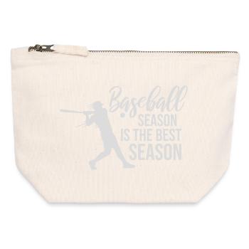 La saison de baseball est la meilleure saison des sports de fans - Pochette zippée en toile 12 x 13 cm - blanc naturel - Devant