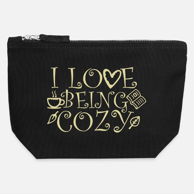 I Love Being Cozy Gemütlichkeit Zuhause Entspannt - Canvas Zip Pouch 12 x 13 cm - black