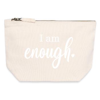 I am enough Herz Geschenk Motto Spruch Ego - Canvas Reißverschluss-Täschchen (12 x 13 cm) - Naturweiß - Vorne
