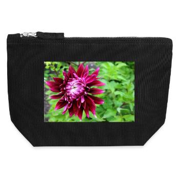 Dahlie, Blume, Blüte rot - Canvas Reißverschluss-Täschchen (12 x 13 cm) - Schwarz - Vorne