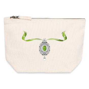 Motif de collier élégant embelli dans un style traditionnel - Pochette zippée en toile 12 x 13 cm - blanc naturel - Devant