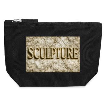 Lettres sculptées en pierre - Pochette zippée en toile 12 x 13 cm - noir - Devant