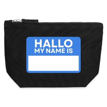 Hallo Name Blau Namensschild - Canvas Reißverschluss-Täschchen (12 x 13 cm) - Schwarz - Vorne