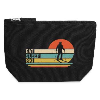 eat sleep ski  - Canvas Reißverschluss-Täschchen (12 x 13 cm) - Schwarz - Vorne