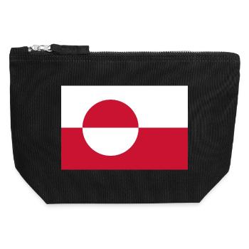 Drapeau du Groenland - Pochette zippée en toile 12 x 13 cm - noir - Devant