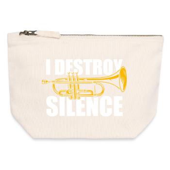 I destroy silence Trompete Trompetenspieler - Canvas Reißverschluss-Täschchen (12 x 13 cm) - Naturweiß - Vorne